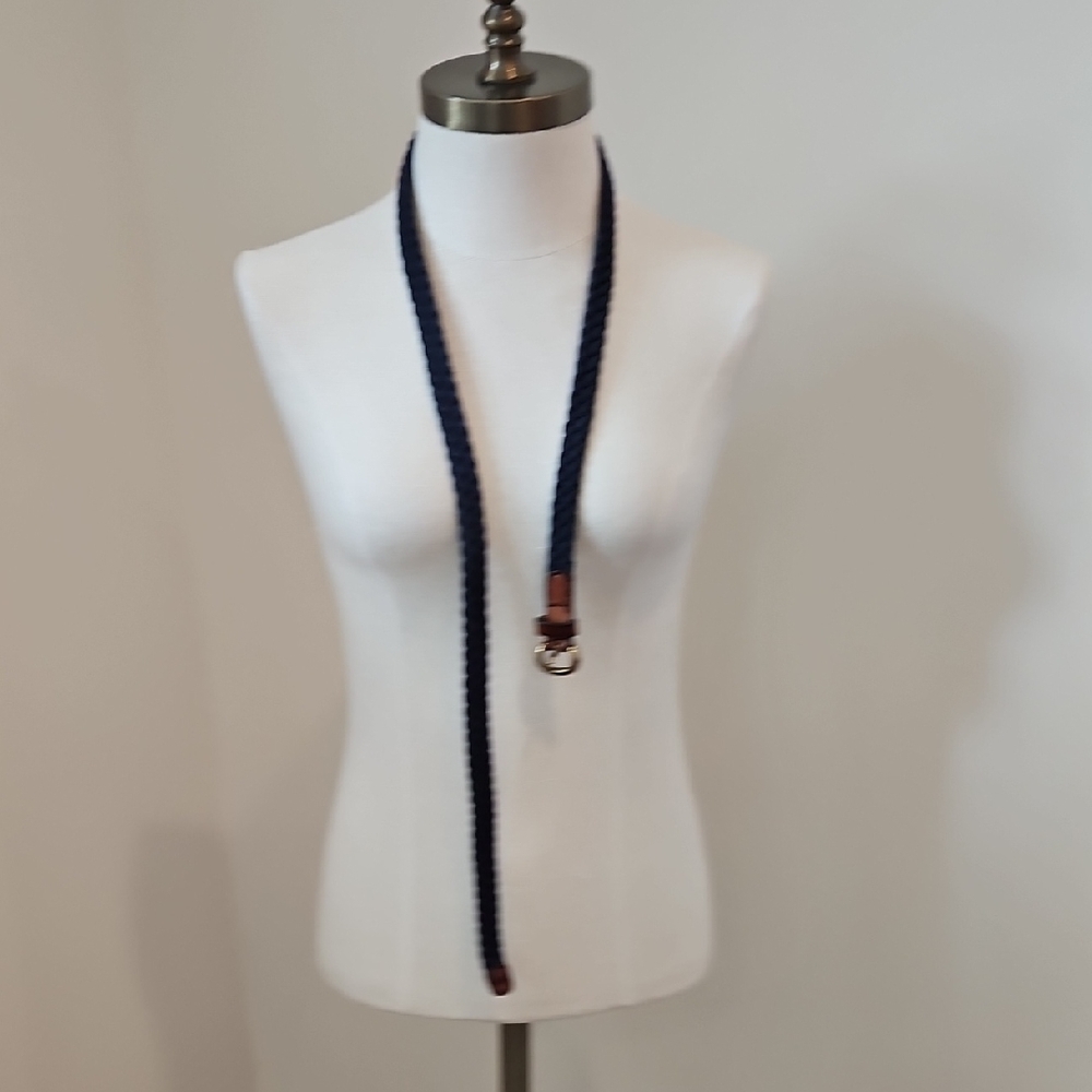 Elegant Navy and Brown Women's Cotton Braid Belt